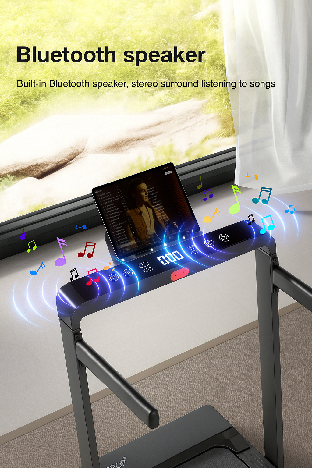 Smart löpband med LED & Bred Löpplattform – Stilren & Kraftfull för Hemmabruk