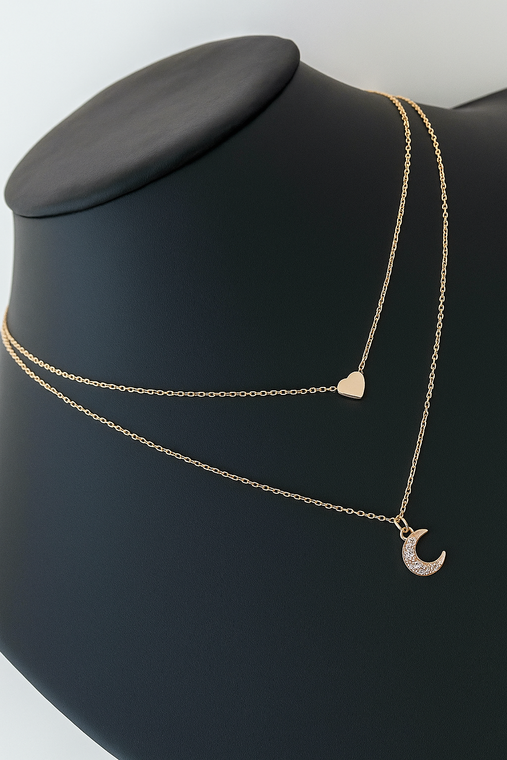 Halsband-Moon and Heart Two Layer – Dubbelkärlek i ett smycke