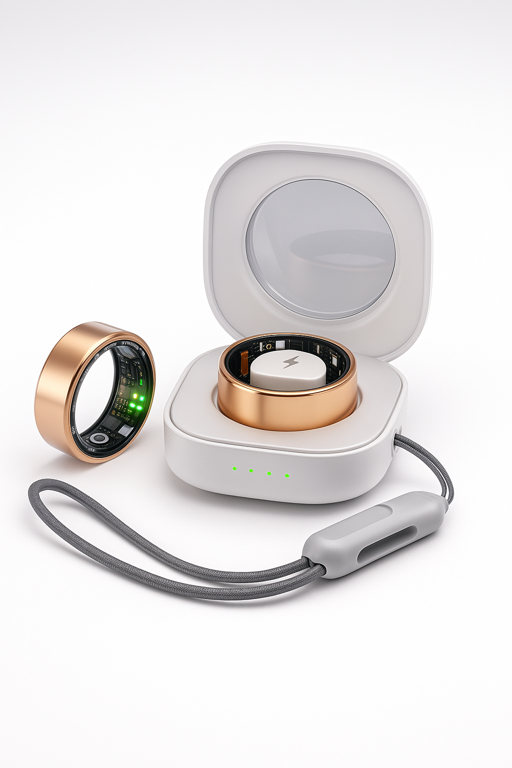 Smart Fitness Ring with Charging Case – Gold
