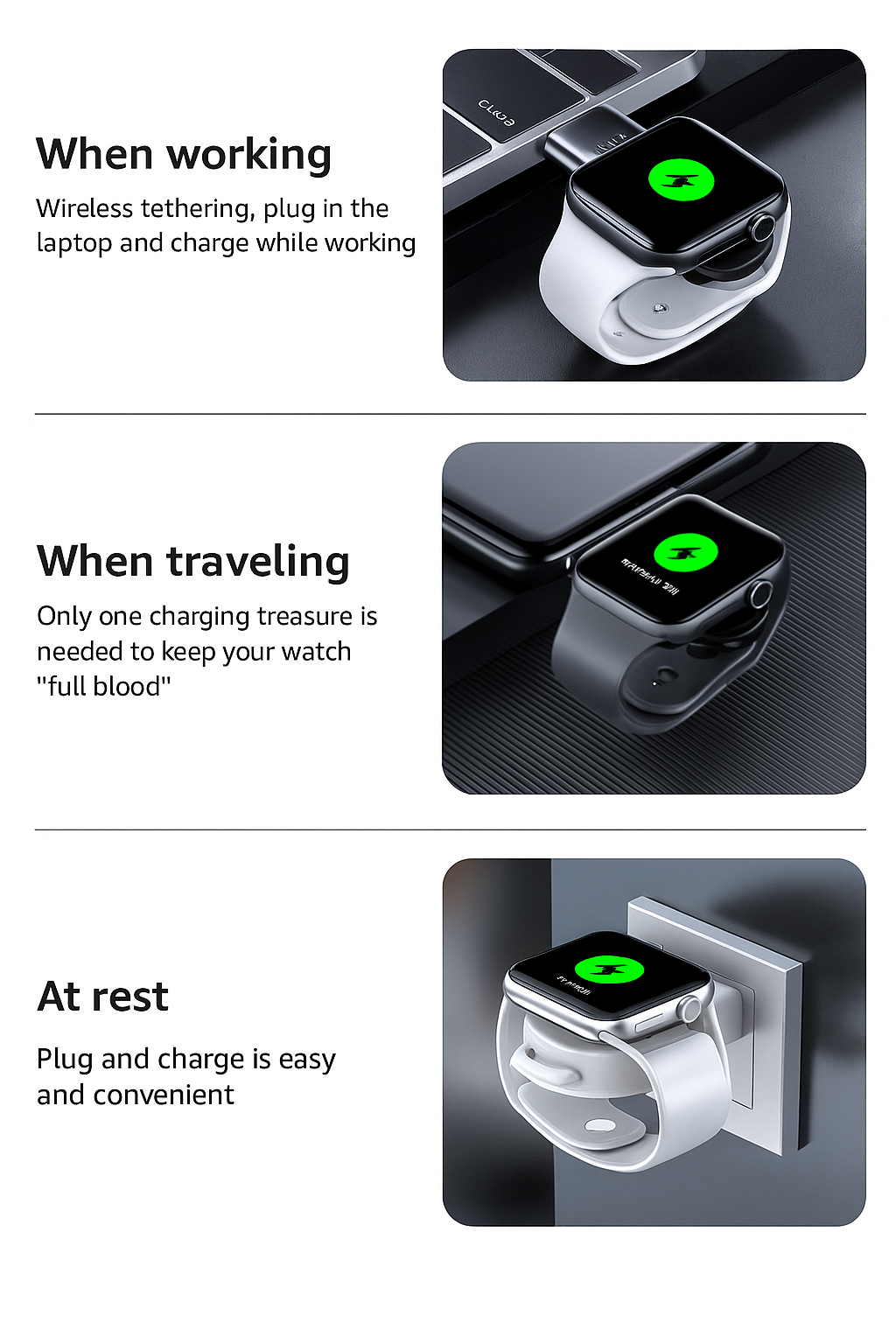 Apple Watch USB Laddare – Kompakt & Portabel för Alla Apple Watch-storlekar