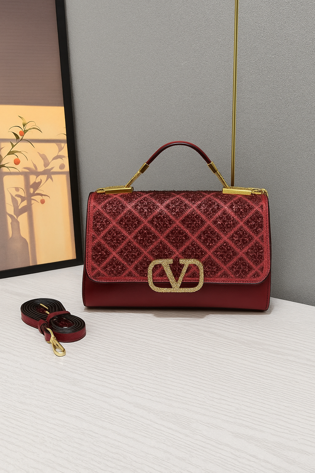 Väska 2025 – Glittrig Crossbody/Skulderväska med Guldspänne