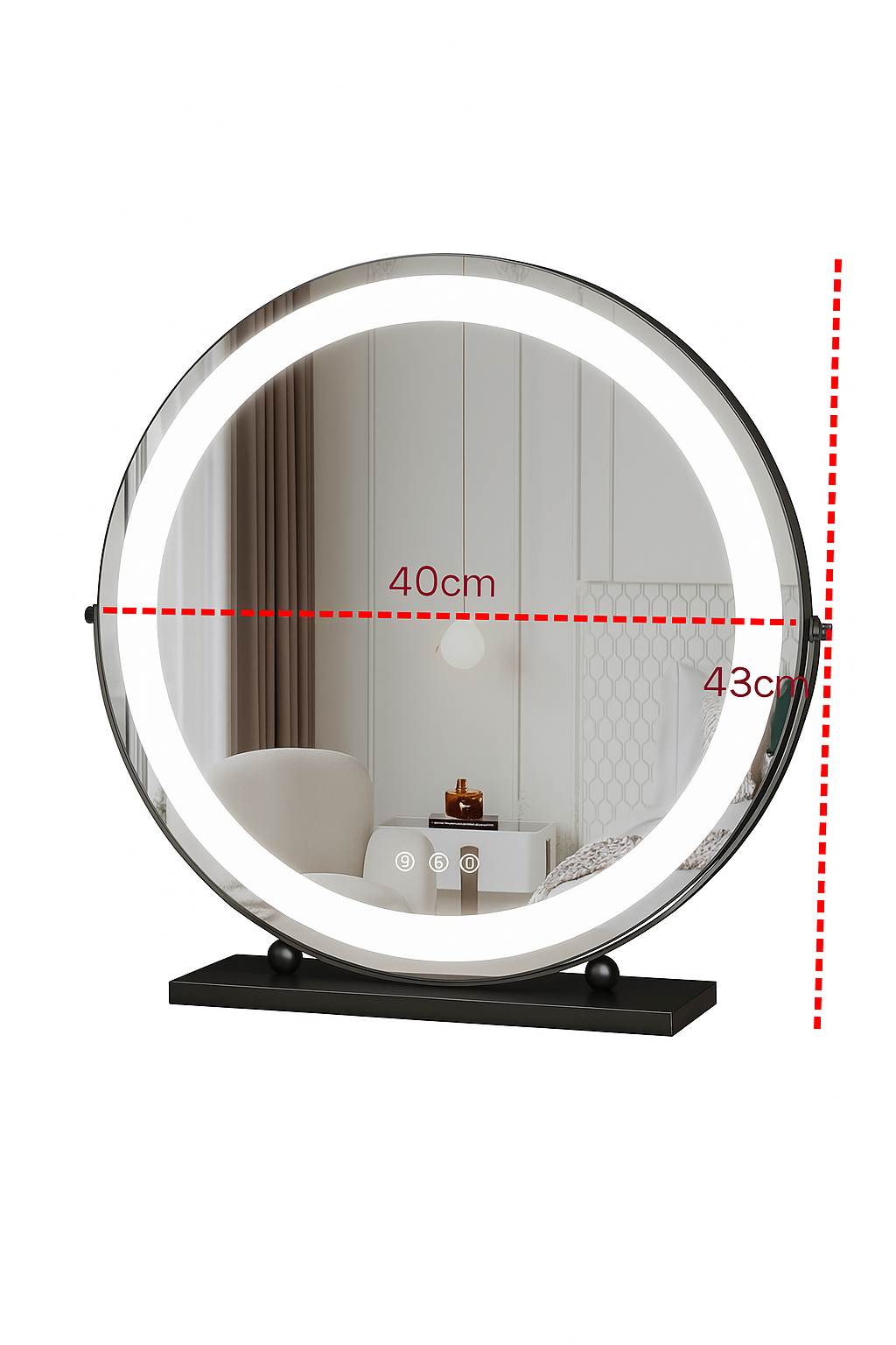 Rund Sminkspegel med LED-belysning – Justerbart Ljus & Touch-kontroll (40 cm)