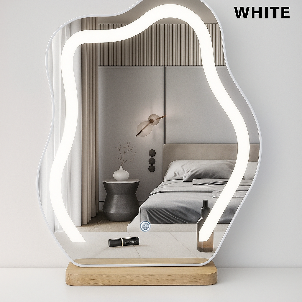 Makeup Spegel med LED-ljus – Intelligent & Lyxig Design i Oregelbunden Form