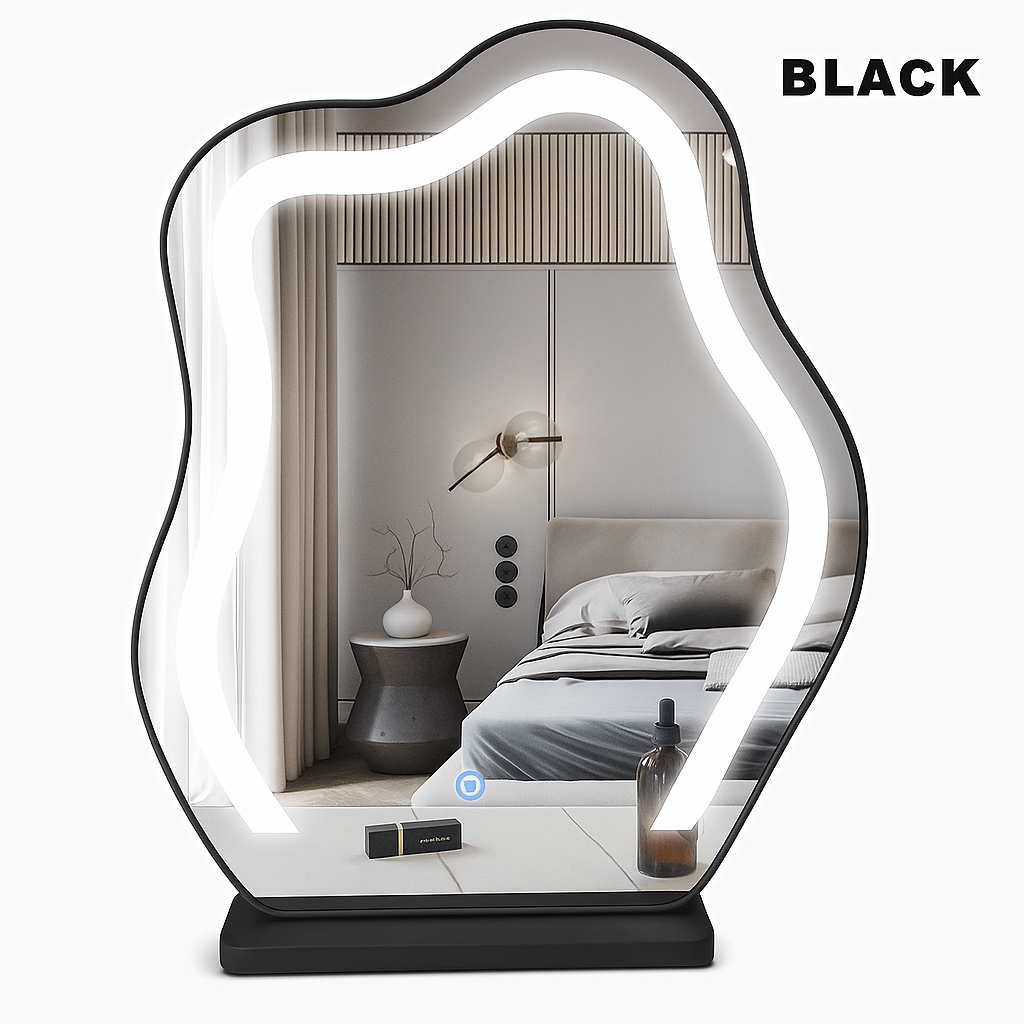 Makeup Spegel med LED-ljus – Intelligent & Lyxig Design i Oregelbunden Form