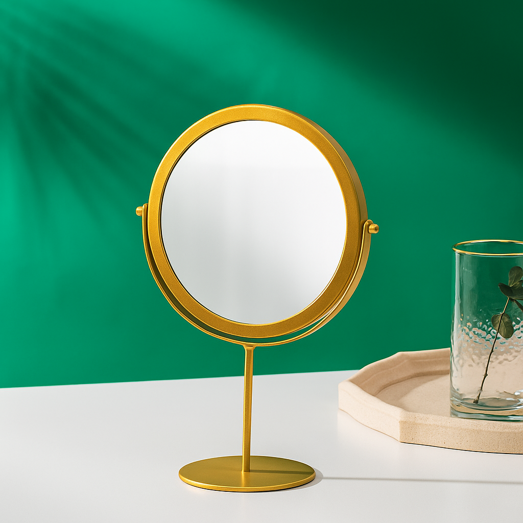 360° Roterbar Skrivbordsspegel i Järn – Stilren Sminkspegel med Modern Design