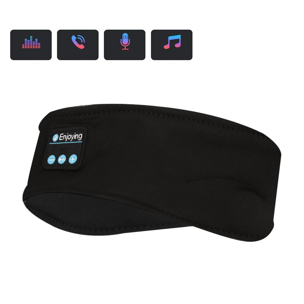 Bluetooth 5.0 Trådlöst Pannband med Högtalare & Mikrofon – Sov & Träna Bekvämt