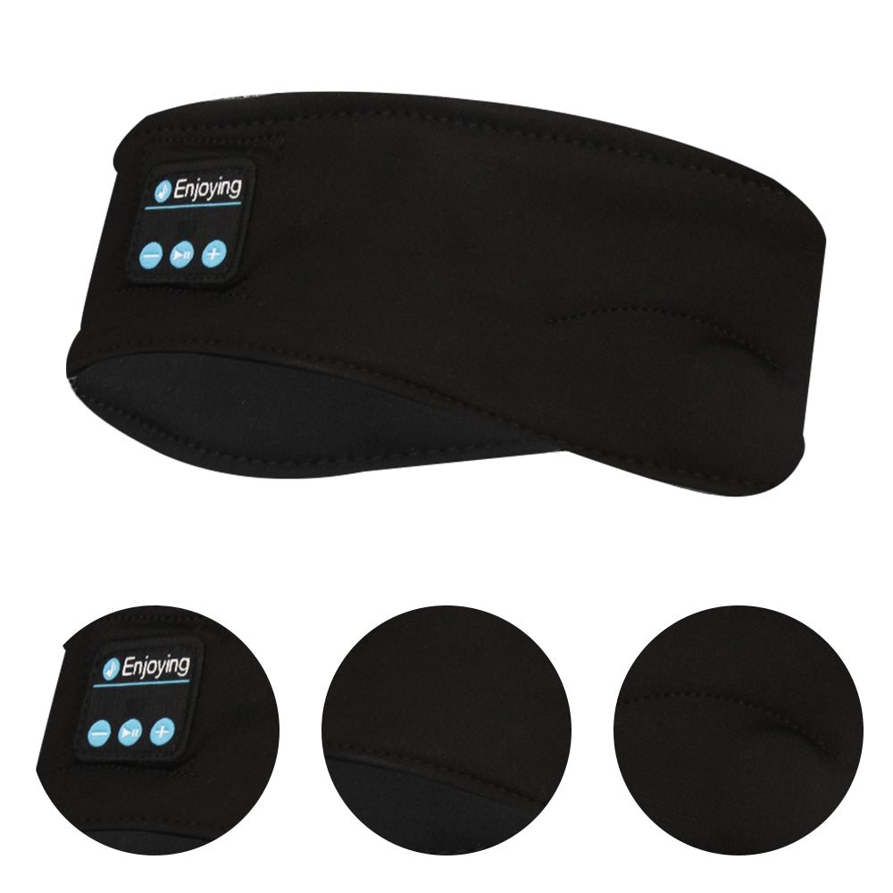 Bluetooth 5.0 Trådlöst Pannband med Högtalare & Mikrofon – Sov & Träna Bekvämt