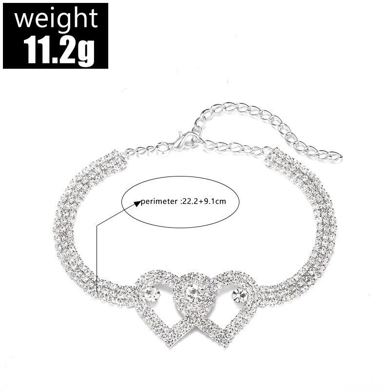 Anklet Double Heart – Glittrande Kärlek för Ditt Steg