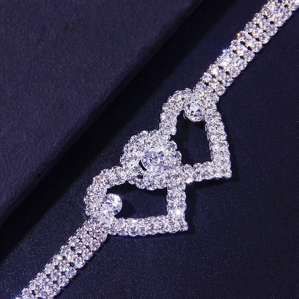 Anklet Double Heart – Glittrande Kärlek för Ditt Steg