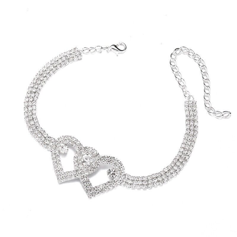 Anklet Double Heart – Glittrande Kärlek för Ditt Steg