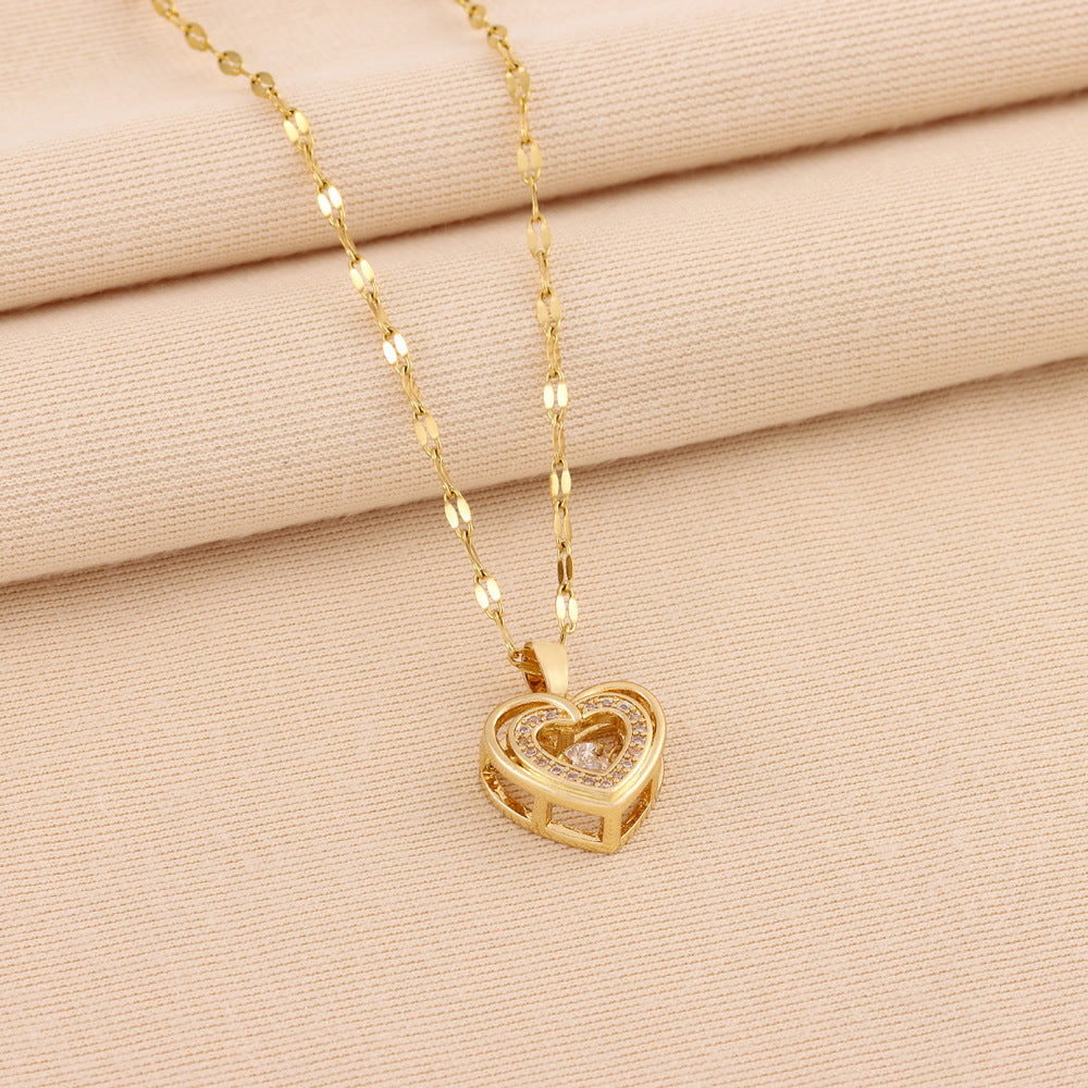 Halsband Double-Layer Love med Glittrande Rhinestones – Elegant Kärlek i Smyckeform