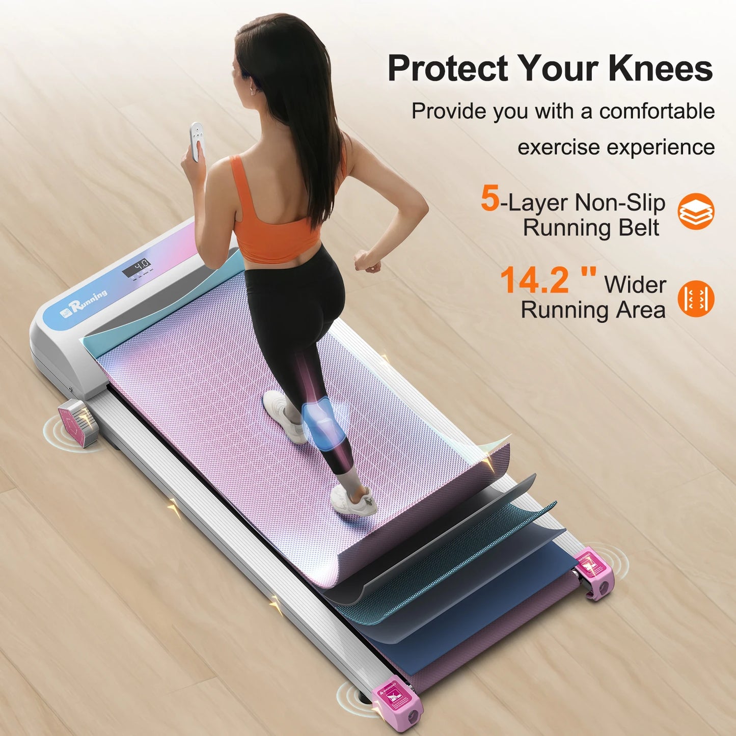 Löpband för hemmabruk– Under Desk Treadmill med Bluetooth & 5-läges lutning