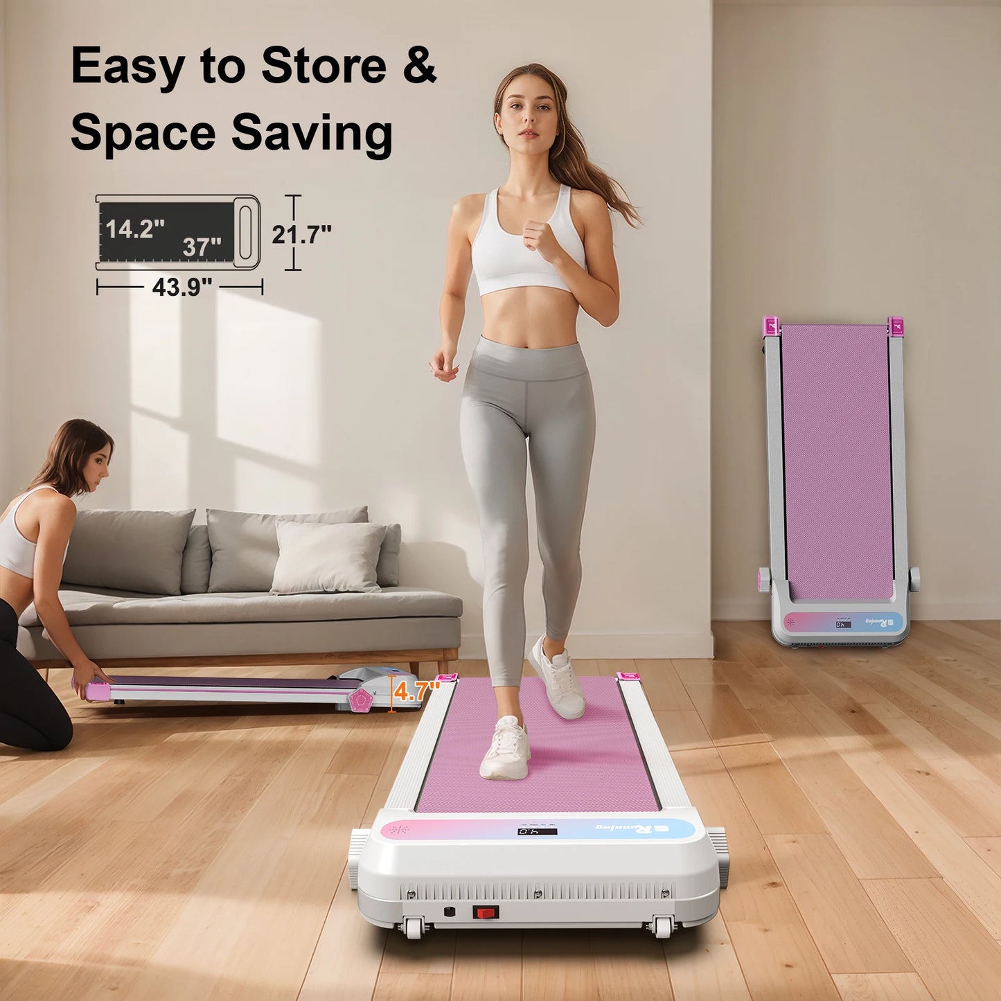 Löpband för hemmabruk– Under Desk Treadmill med Bluetooth & 5-läges lutning