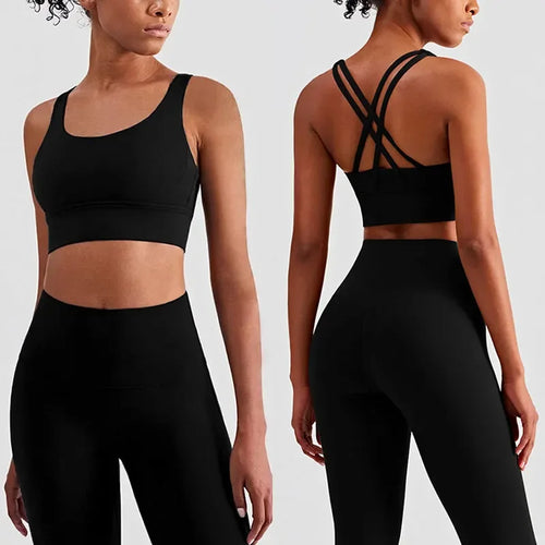 2-Delat Yoga Set – Sport-BH med Korsrygg & Skulpterande Leggings