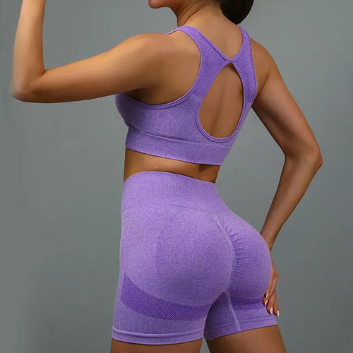 2-Delat Yoga Set – Sport-BH med Hollow Back & Högljussande Shorts