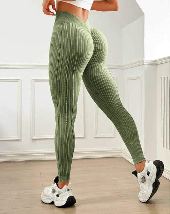 Women Gym V Back Leggings – Randiga & Lyftande Träningstights för Kurvor med Power
