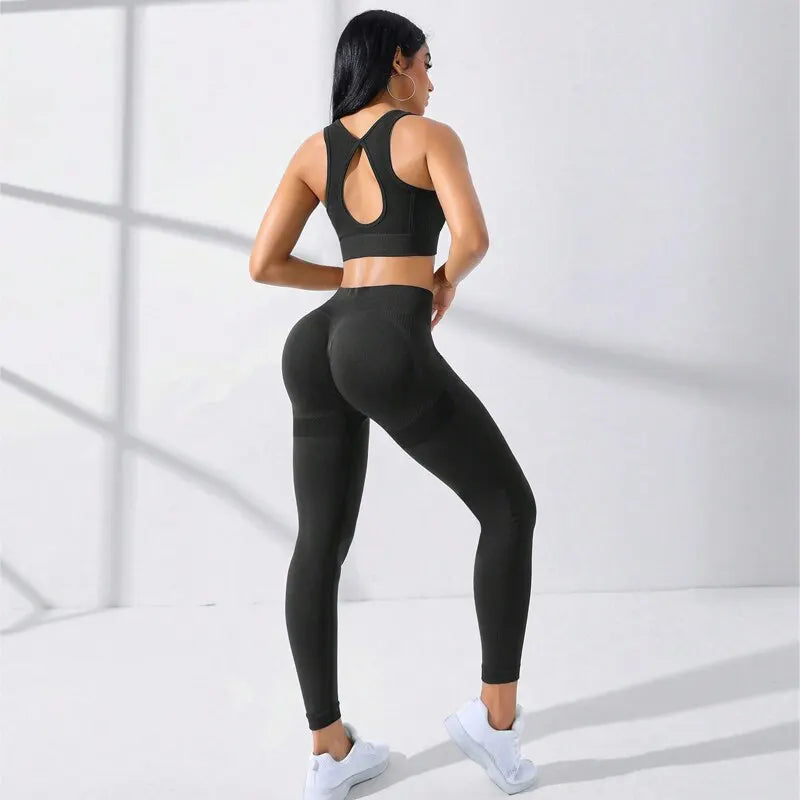 Yoga Basic Seamless Set – 2-delat Set med Hög Stretch & Stilren Support