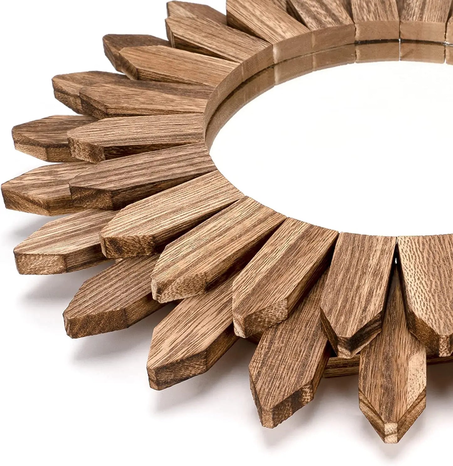 Rustik Väggspegel i Solstråle-Design – 24,5/50cm Boho Dekorativ Spegel i Trä för Hall, Sovrum & Vardagsrum