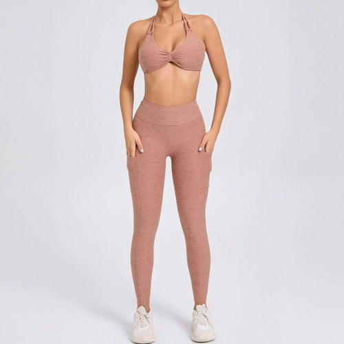 Sexy 2PCS Yoga Set – Stilren Support med Shorts & Crop Top