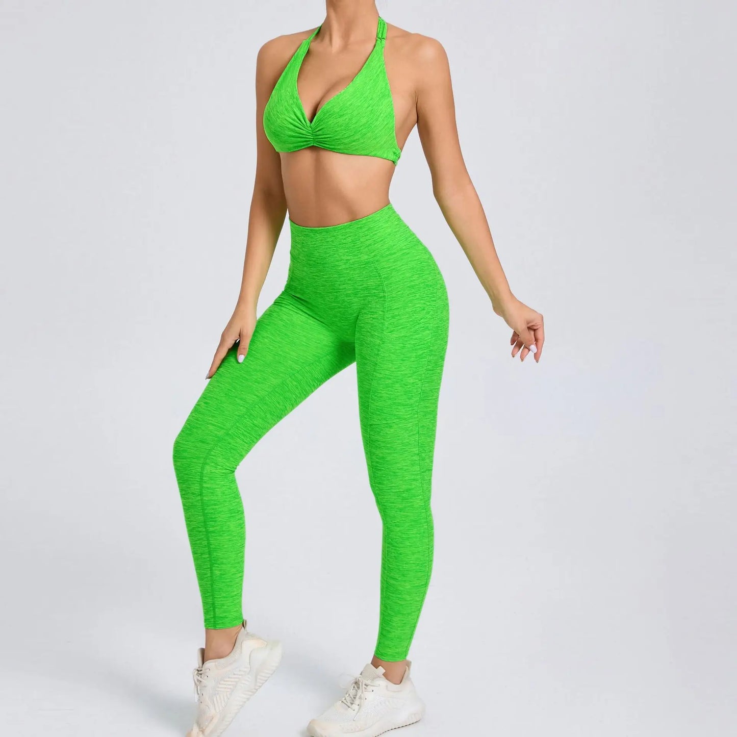 Sexy 2PCS Yoga Set – Stilren Support med Shorts & Crop Top