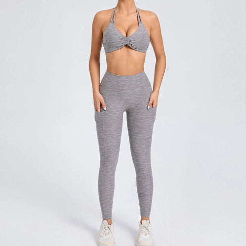 Sexy 2PCS Yoga Set – Stilren Support med Shorts & Crop Top