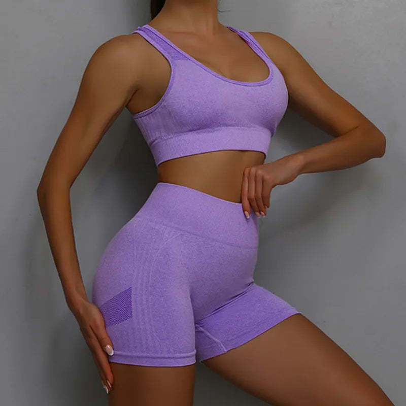 2-Delat Yoga Set – Sport-BH med Hollow Back & Högljussande Shorts