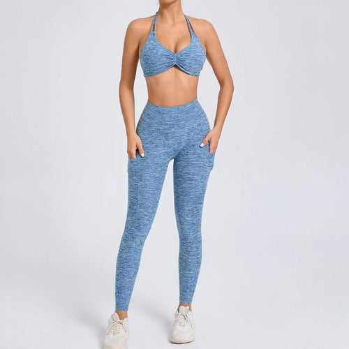Sexy 2PCS Yoga Set – Stilren Support med Shorts & Crop Top