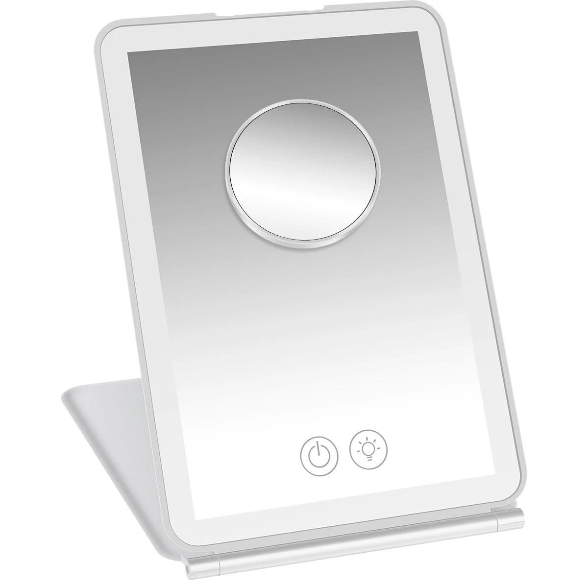 LED Smink spegel med 10X Förstoringsspegel – Touchskärm, 3 Ljuslägen, 56 LED-lampor, USB-laddning, Vikbar
