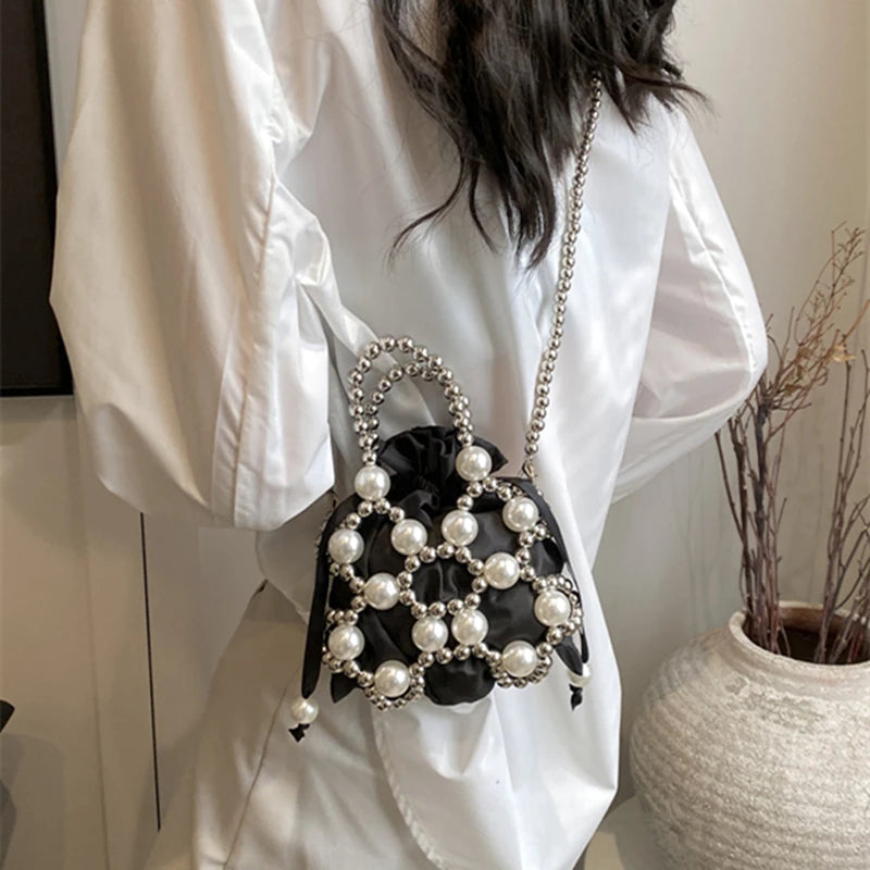 Handgjord Pärlväska – Elegant Mini-Tote för Fest & Middag