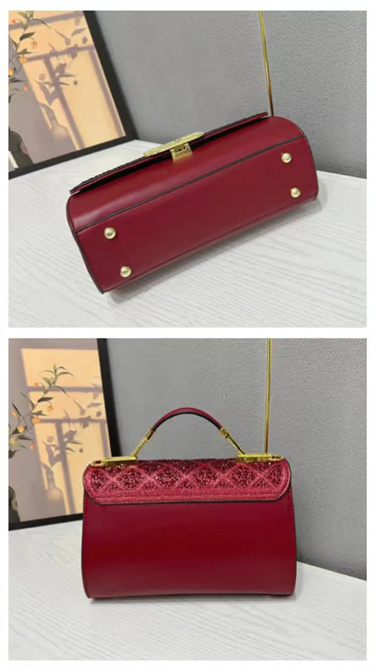 Väska 2025 – Glittrig Crossbody/Skulderväska med Guldspänne