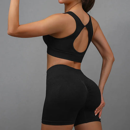 2-Delat Yoga Set – Sport-BH med Hollow Back & Högljussande Shorts