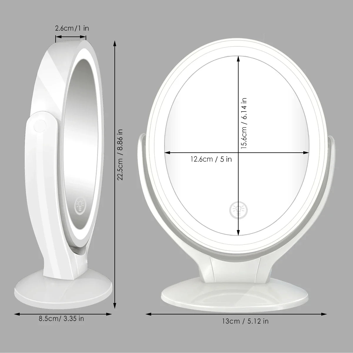 Sminkspegel med LED-belysning – Dubbelsidad med 1X/7X Förstoring & USB-Uppladdning | 360° Roterbar