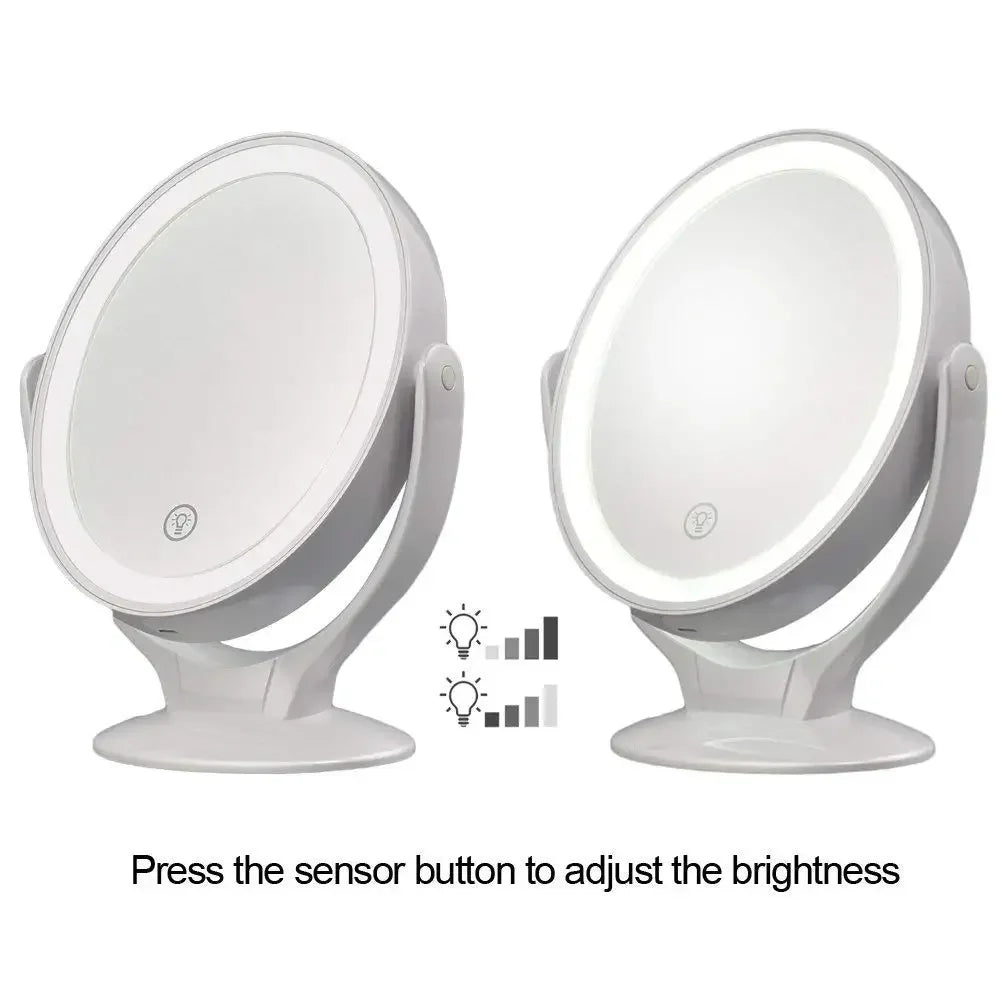 Sminkspegel med LED-belysning – Dubbelsidad med 1X/7X Förstoring & USB-Uppladdning | 360° Roterbar