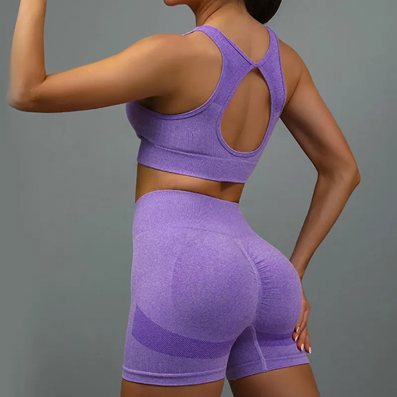 2-Delat Yoga Set – Sport-BH med Hollow Back & Högljussande Shorts