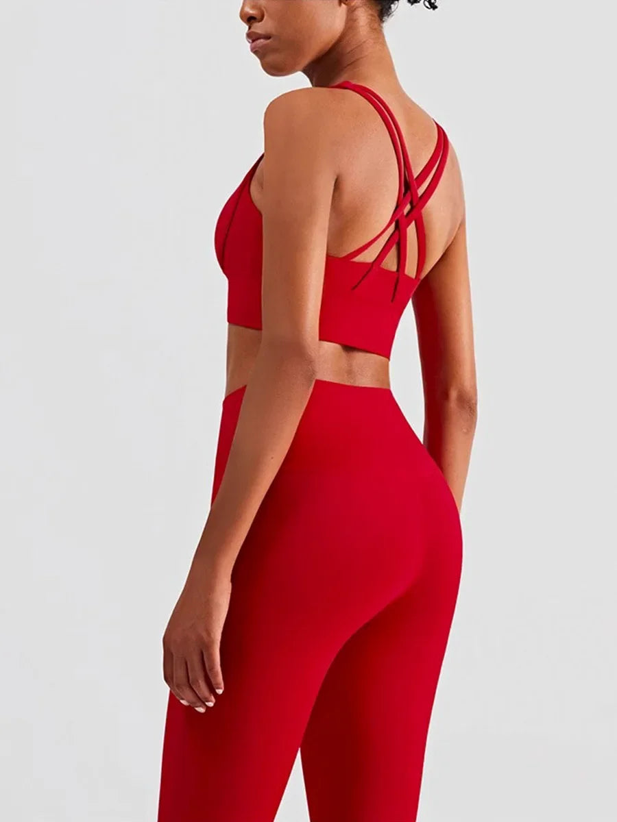 2-Delat Yoga Set – Sport-BH med Korsrygg & Skulpterande Leggings