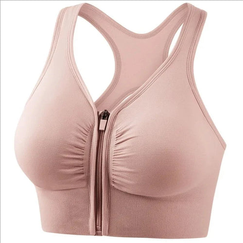 Women's Sports Bra – Fitness Top med Dragkedja & Bekväm Stöddesign