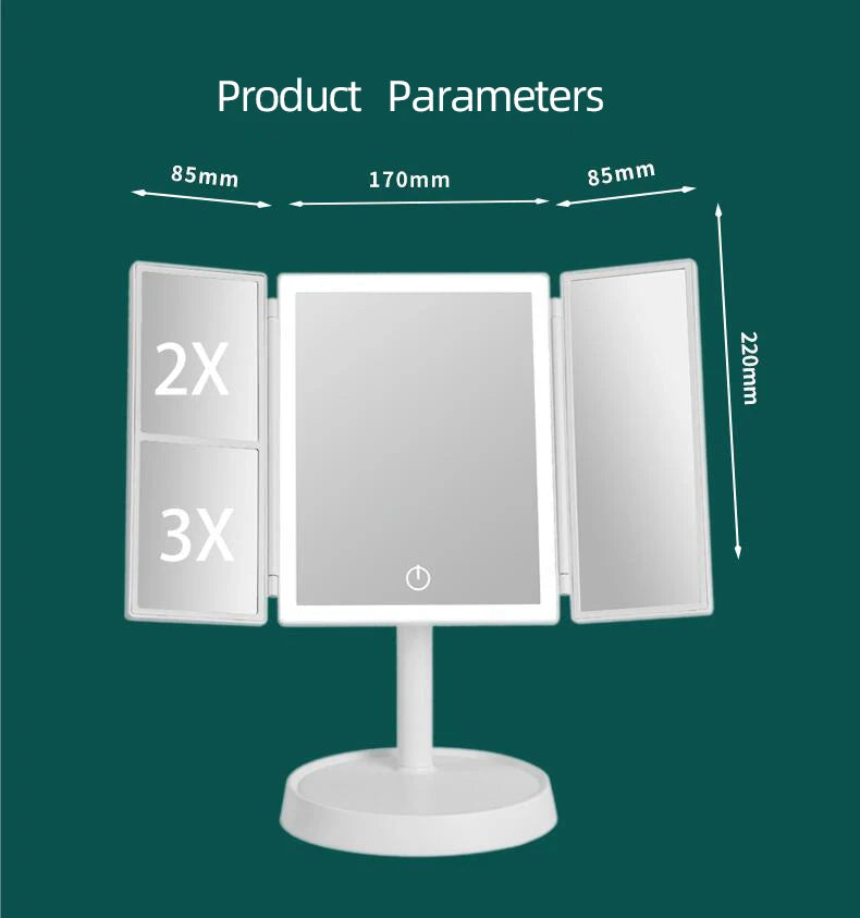 LED sminkspegel med Touch och 3 Toner – Modern Design med Bakgrundsbelysning