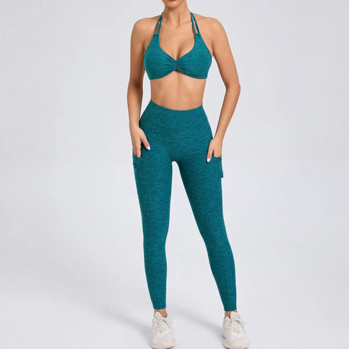 Sexy 2PCS Yoga Set – Stilren Support med Shorts & Crop Top