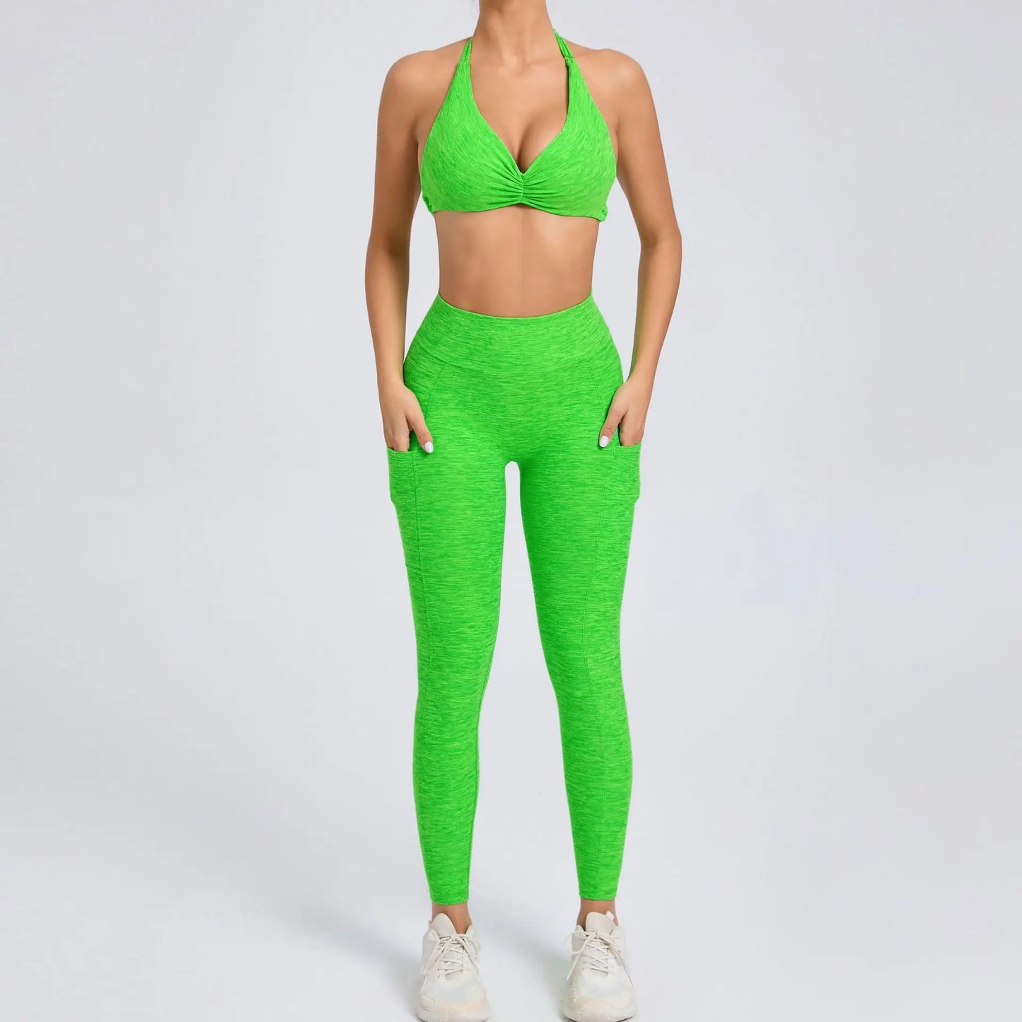 Sexy 2PCS Yoga Set – Stilren Support med Shorts & Crop Top