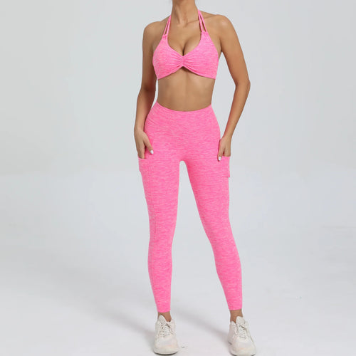 Sexy 2PCS Yoga Set – Stilren Support med Shorts & Crop Top