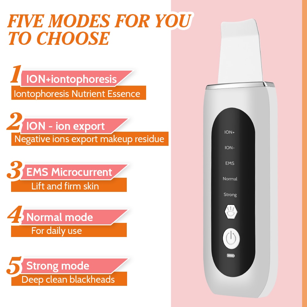 Ultrasonic Skin Scrubber – EMS Lifting & Djuprengörande Ansiktspeeling