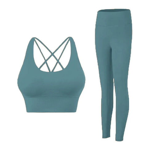 2-Delat Yoga Set – Sport-BH med Korsrygg & Skulpterande Leggings