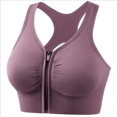 Women's Sports Bra – Fitness Top med Dragkedja & Bekväm Stöddesign