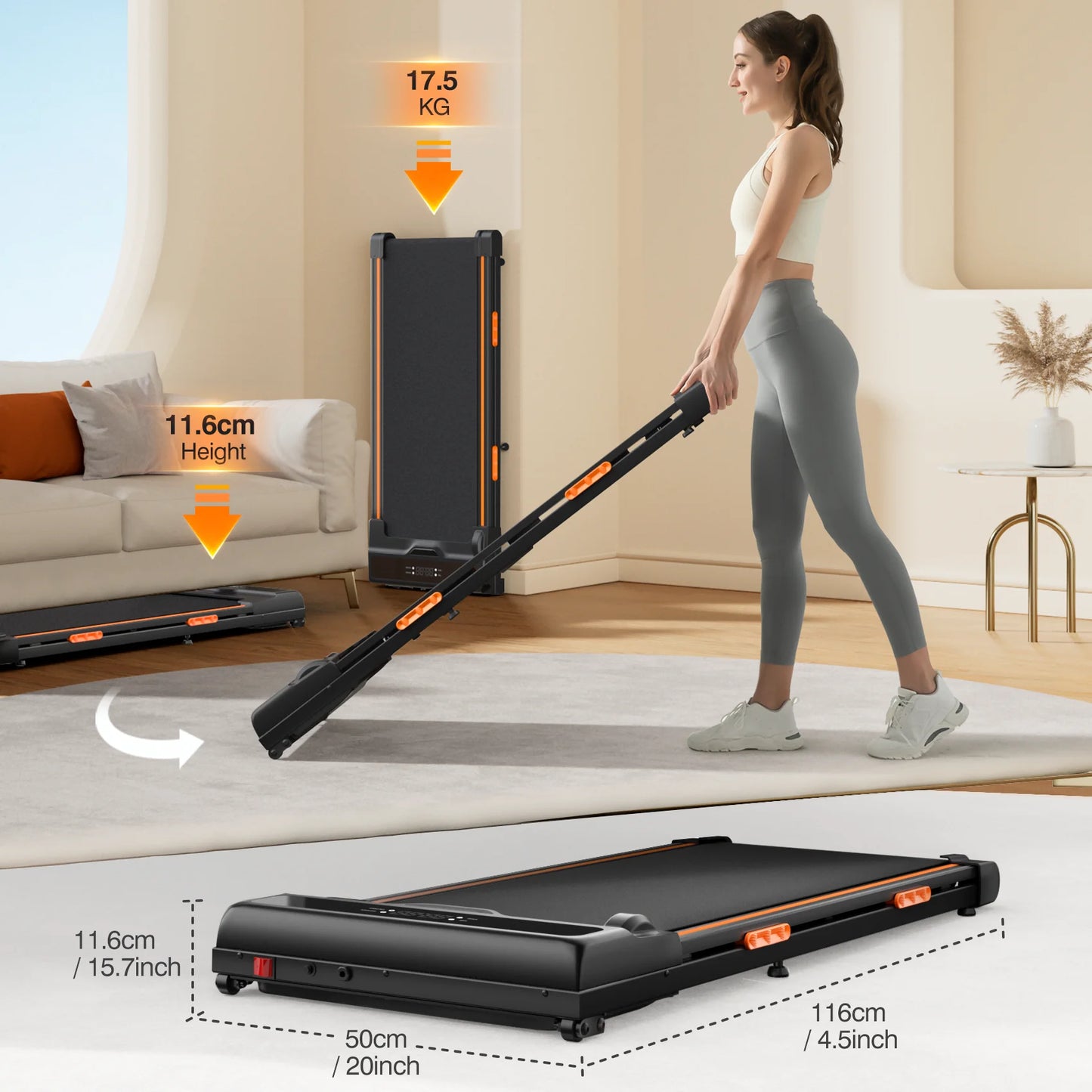 Löpband för hemmabruk Under Desk Treadmill med Lutning & Trippel Stötdämpning