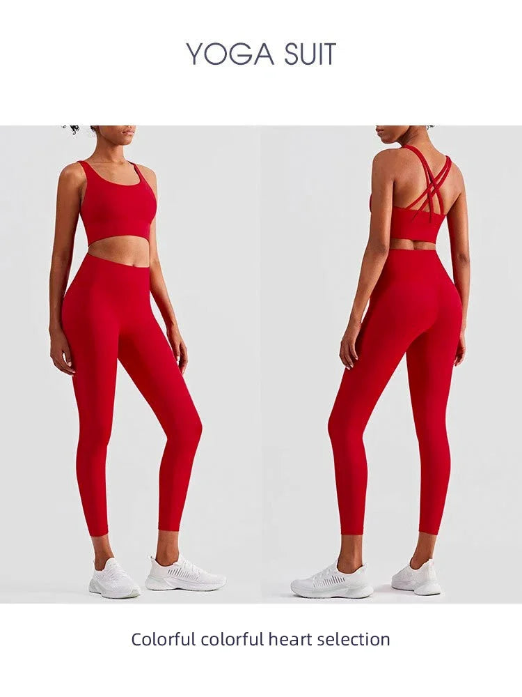 2-Delat Yoga Set – Sport-BH med Korsrygg & Skulpterande Leggings