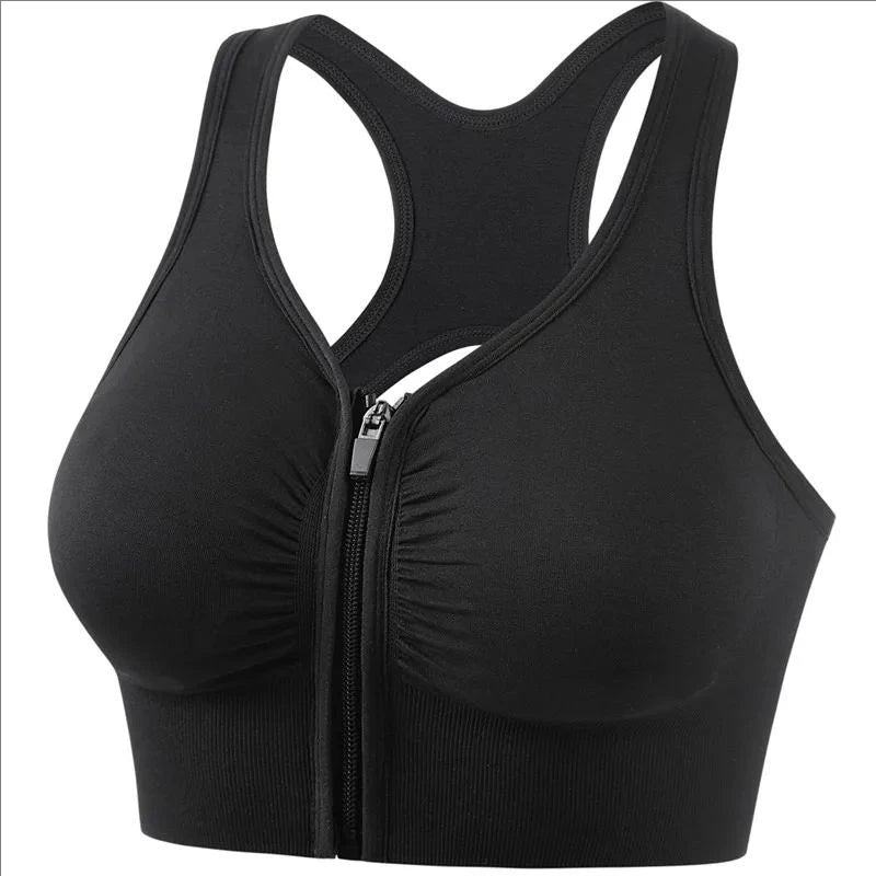 Women's Sports Bra – Fitness Top med Dragkedja & Bekväm Stöddesign