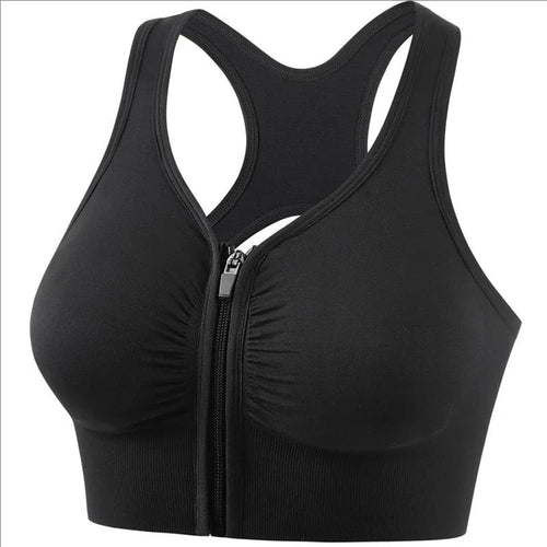 Women's Sports Bra – Fitness Top med Dragkedja & Bekväm Stöddesign