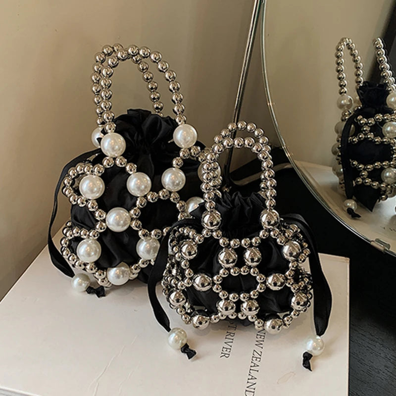 Handgjord Pärlväska – Elegant Mini-Tote för Fest & Middag