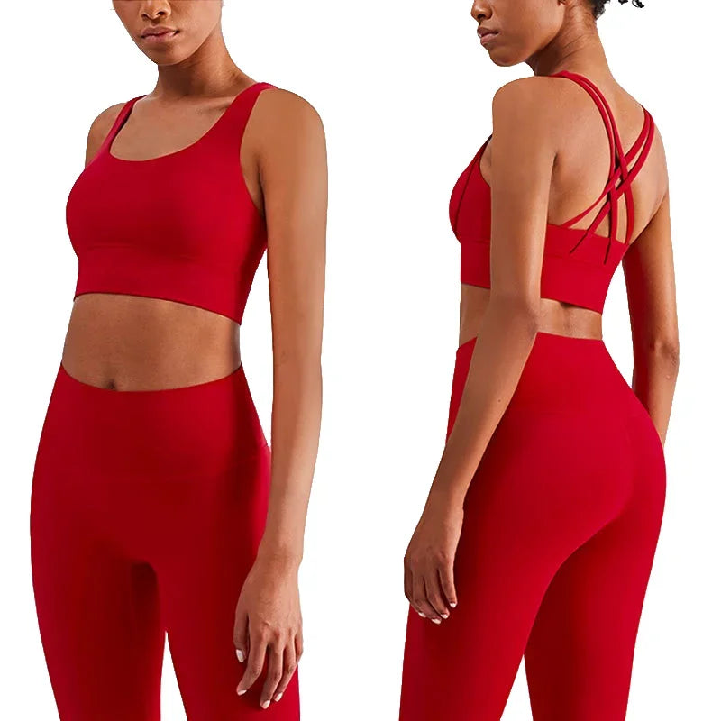 2-Delat Yoga Set – Sport-BH med Korsrygg & Skulpterande Leggings