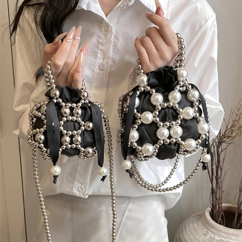 Handgjord Pärlväska – Elegant Mini-Tote för Fest & Middag